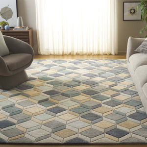 Safavieh Rodeo Drive Area Rug - Luxurious Hand-tufted Design In Elegant Beige And Grey Hexagonal Pattern Beige ,Grey 80% Wool,20% Cotton Rd452b-4