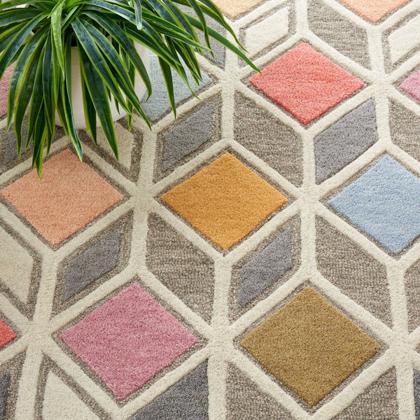 Safavieh Rodeo Hand-tufted Area Rug - Modern Lattice Design In Muted Colors For A Cozy, Stylish Home Grey ,Beige 80% Wool,20% Cotton Rd453f-28