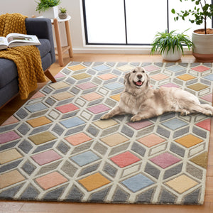 Safavieh Rodeo Hand-tufted Area Rug - Modern Lattice Design In Muted Colors For A Cozy, Stylish Home Grey ,Beige 80% Wool,20% Cotton Rd453f-28