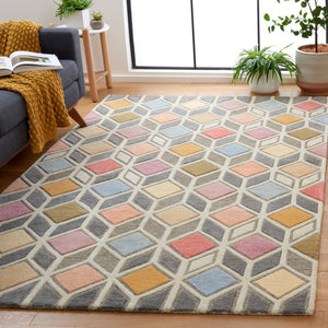 Safavieh Rodeo Hand-tufted Area Rug - Modern Lattice Design In Muted Colors For A Cozy, Stylish Home Grey ,Beige 80% Wool,20% Cotton Rd453f-28