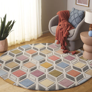 Safavieh Rodeo Hand-tufted Area Rug - Modern Lattice Design In Muted Colors For A Cozy, Stylish Home Grey ,Beige 80% Wool,20% Cotton Rd453f-28