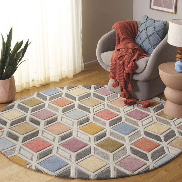 Safavieh Rodeo Hand-tufted Area Rug - Modern Lattice Design In Muted Colors For A Cozy, Stylish Home Grey ,Beige 80% Wool,20% Cotton Rd453f-28