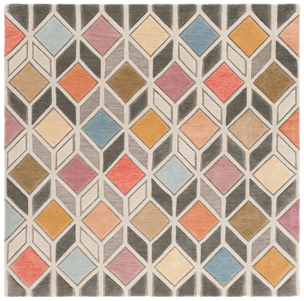 Safavieh Rodeo Hand-tufted Area Rug - Modern Lattice Design In Muted Colors For A Cozy, Stylish Home Grey ,Beige 80% Wool,20% Cotton Rd453f-28