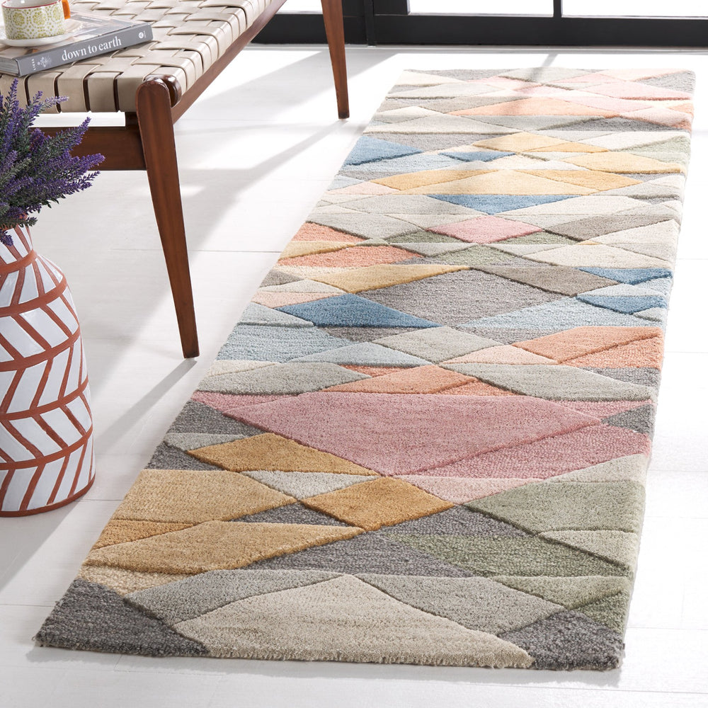 Safavieh Rodeo Contemporary Round Rug In Grey Blush — Hand-Tufted Wool-Cotton Blend For Cozy Elegance 7'-0" x 7'-0" RD454F-7R