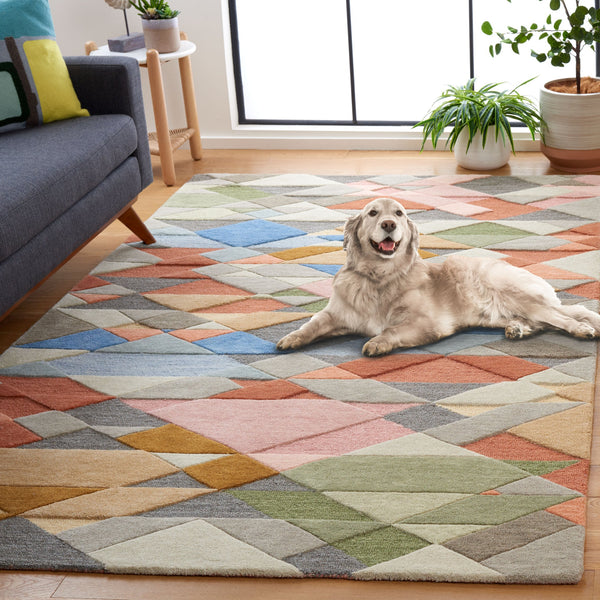 Safavieh Rodeo Drive Handcrafted Runner Area Rug – Luxurious Modern Design With Geometric Patterns And Softness Grey ,Blush 80% Wool,20% Cotton Rd454f-5