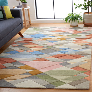Safavieh Rodeo Drive Handcrafted Runner Area Rug – Luxurious Modern Design With Geometric Patterns And Softness Grey ,Blush 80% Wool,20% Cotton Rd454f-5