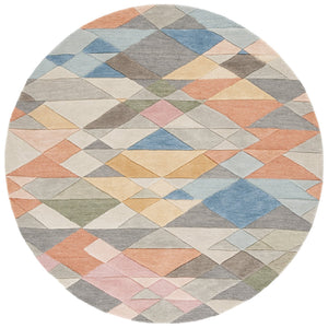 Safavieh Rodeo Contemporary Round Rug In Grey Blush — Hand-Tufted Wool-Cotton Blend For Cozy Elegance 7'-0" x 7'-0" RD454F-7R