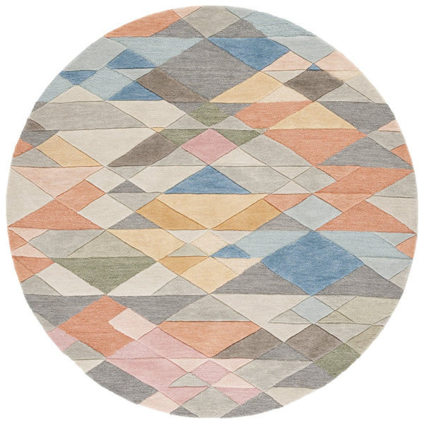 Safavieh Rodeo Contemporary Round Rug In Grey Blush — Hand-Tufted Wool-Cotton Blend For Cozy Elegance 7'-0" x 7'-0" RD454F-7R