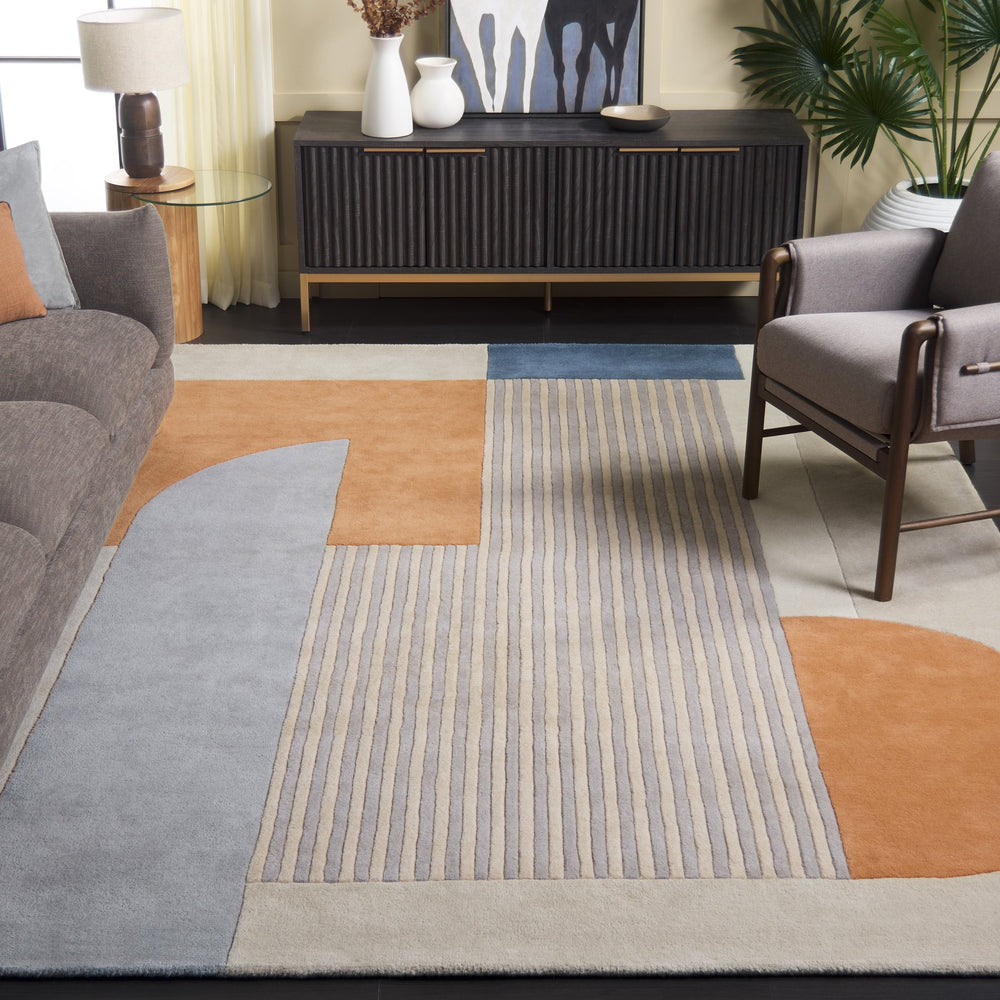 Safavieh Rodeo Drive Area Rug - Hand-tufted 90% Wool & Cotton, Vibrant Colors, Durable Comfort For Home Decor Blue ,Orange 90% Wool 10% Cotton Rd475b-8