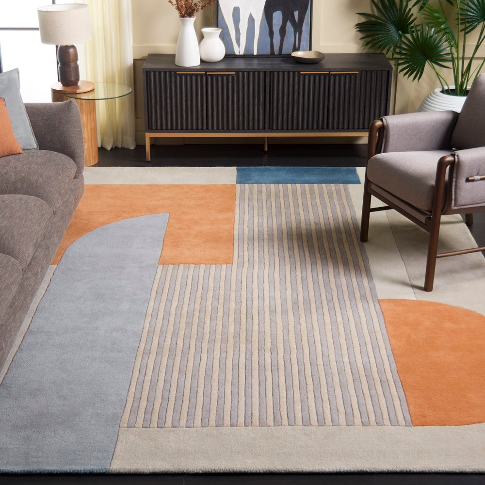 Safavieh Rodeo Stunning Hand-tufted Area Rug - Vibrant Colors, Authentic Indian Craftsmanship, 3/8" Height Blue ,Orange 90% Wool 10% Cotton Rd475b-6