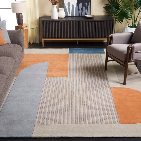 Safavieh Rodeo Stunning Hand-tufted Area Rug - Vibrant Colors, Authentic Indian Craftsmanship, 3/8" Height Blue ,Orange 90% Wool 10% Cotton Rd475b-6