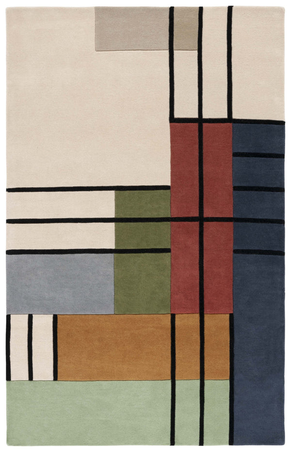 Safavieh Rodeo Drive Area Rug - Handcrafted Modern Art Design With Abstract Geometric Pattern For Elegance Ivory ,Green 90% Wool 10% Cotton Rd476a-5