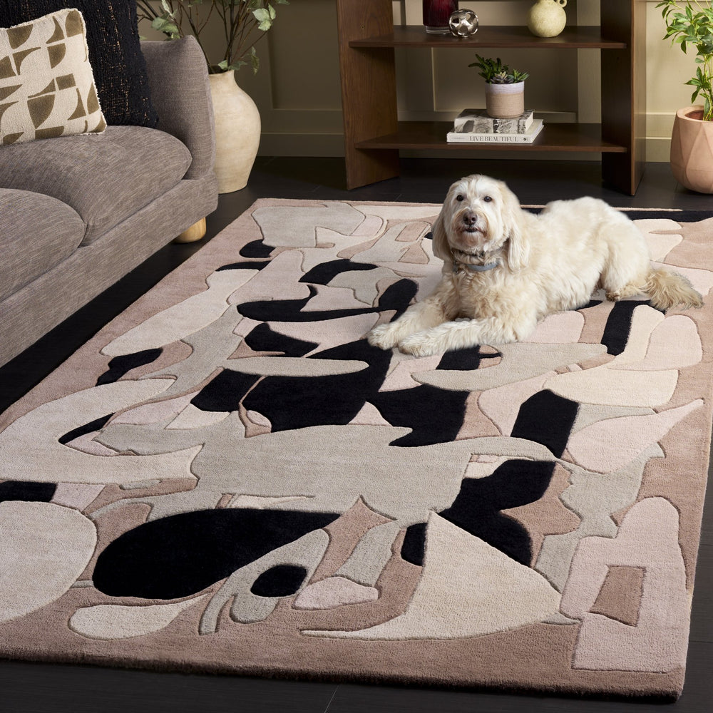 Safavieh Rodeo Hand‑Tufted Grey Ivory Rug — Wool‑Cotton Blend, Low‑Pile Minimalist Design For Modern Rooms 5'-0" x 8'-0" RD482F-5