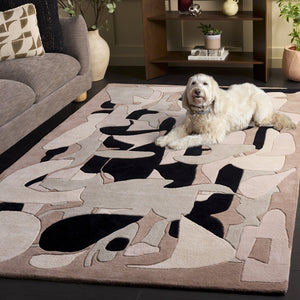 Safavieh Rodeo Hand‑Tufted Grey Ivory Rug — Wool‑Cotton Blend, Low‑Pile Minimalist Design For Modern Rooms 5'-0" x 8'-0" RD482F-5
