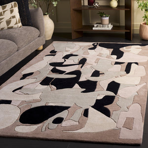 Safavieh Rodeo Hand-Tufted Grey Ivory Area Rug — Minimalist Wool-Cotton Blend, Low-Profile Elegance For Rooms 8'-0" x 10'-0" RD482F-8