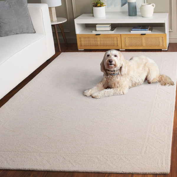 Safavieh Rodeo Handcrafted Area Rug - Luxurious Geometric Tufted Design For Elegant Home Décor & Comfort Ivory 80% Wool & 20% Cotton Rd675a-4