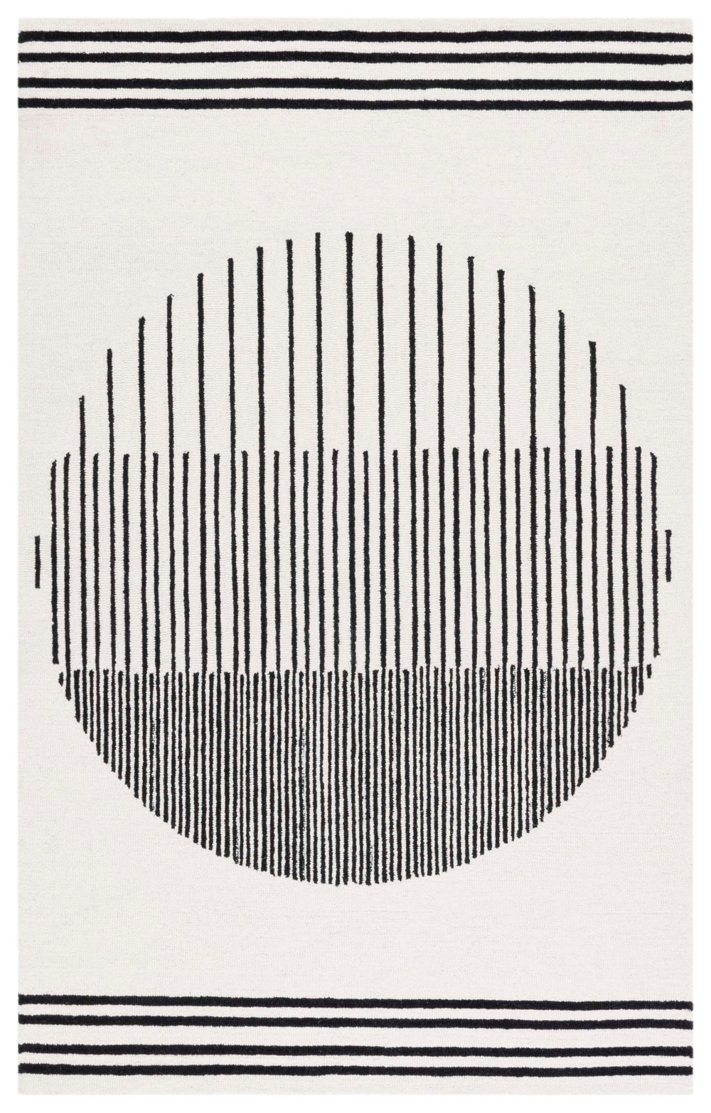 Safavieh Rodeo Elegant Area Rug - Hand Tufted Design In Chic Colors For Hallway Or Kitchen Décor Upgrade Ivory ,Black 80% Wool & 20% Cotton Rd680z-8