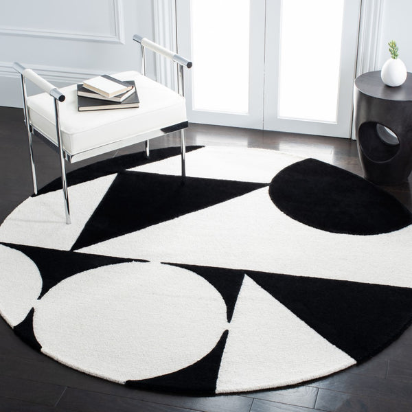 Safavieh Rodeo Drive 857 Hand Tufted Contemporary Rug Ivory / Black 6' x 6' Round