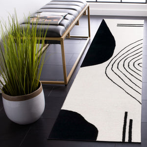 Safavieh Rodeo Drive Geometric Area Rug - Hand-tufted Wool Cotton, Contemporary Design For Elegant Spaces Ivory ,Black Wool Cotton With Latex Rd860b-4r
