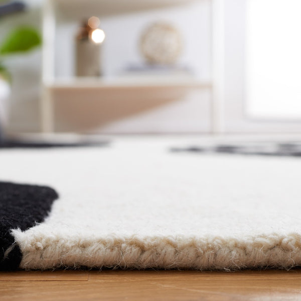 Safavieh Rodeo Drive Geometric Area Rug - Hand-tufted Wool Cotton, Contemporary Design For Elegant Spaces Ivory ,Black Wool Cotton With Latex Rd860b-4r