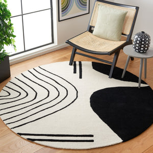 Safavieh Rodeo Drive Geometric Area Rug - Hand-tufted Wool Cotton, Contemporary Design For Elegant Spaces Ivory ,Black Wool Cotton With Latex Rd860b-4r