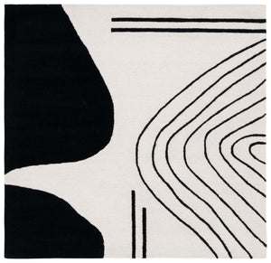 Safavieh Rodeo Drive Geometric Area Rug - Hand-tufted Wool Cotton, Contemporary Design For Elegant Spaces Ivory ,Black Wool Cotton With Latex Rd860b-4r