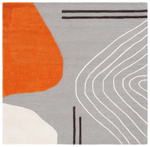Safavieh Rodeo Drive Geometric Area Rug - Hand-tufted Wool Cotton, Contemporary Design For Elegant Spaces Grey ,Rust Wool Cotton With Latex Rd860h-10