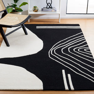 Safavieh Rodeo Drive Geometric Area Rug - Hand-tufted Wool Cotton, Contemporary Design For Elegant Spaces Black ,Ivory Wool Cotton With Latex Rd860z-4r