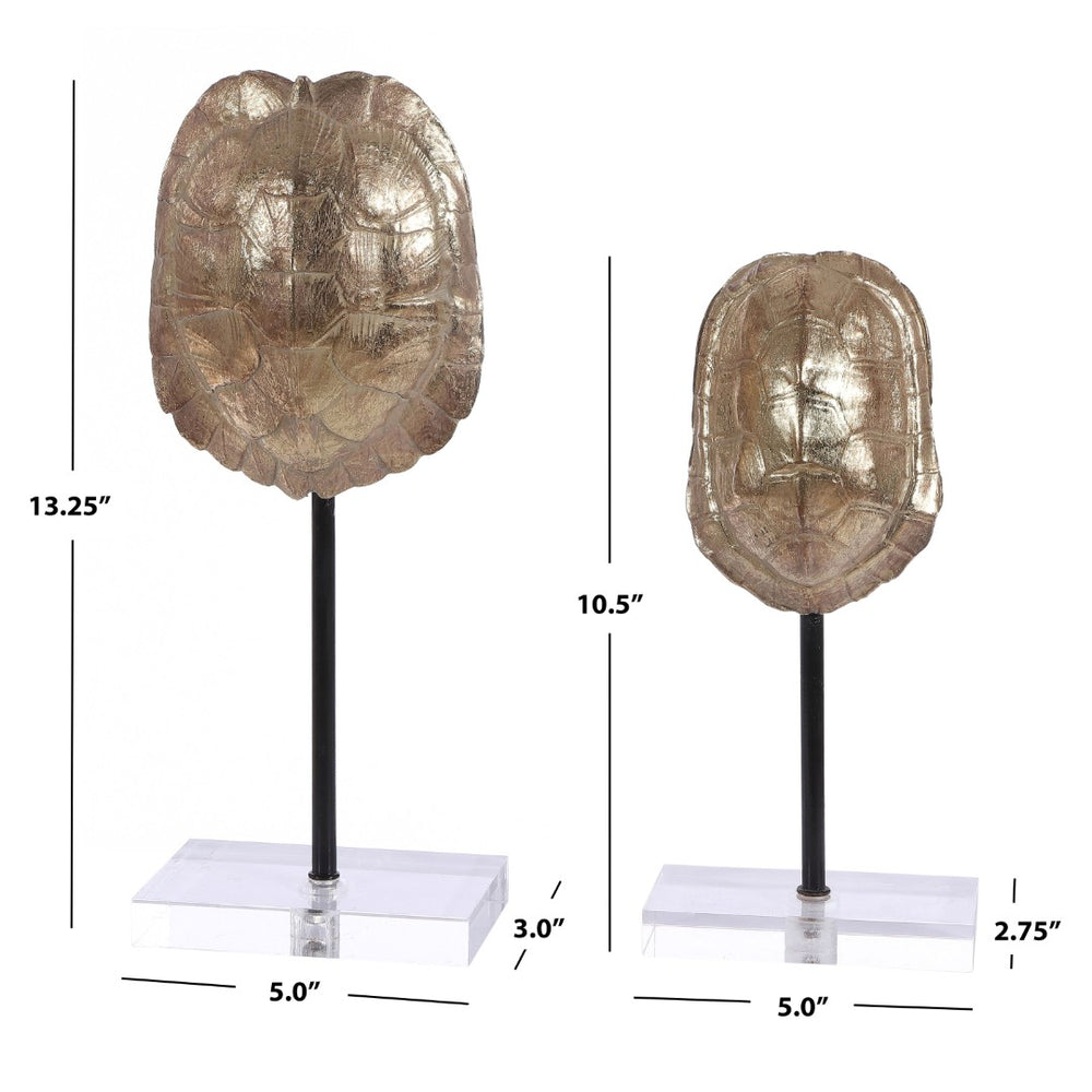 Safavieh ERIS, Luxurious Gold Turtle Shell Sculptures - Set of 2 Polyresin/Metal/Glass Table Décor for Chic Styling RDC1206A-SET2