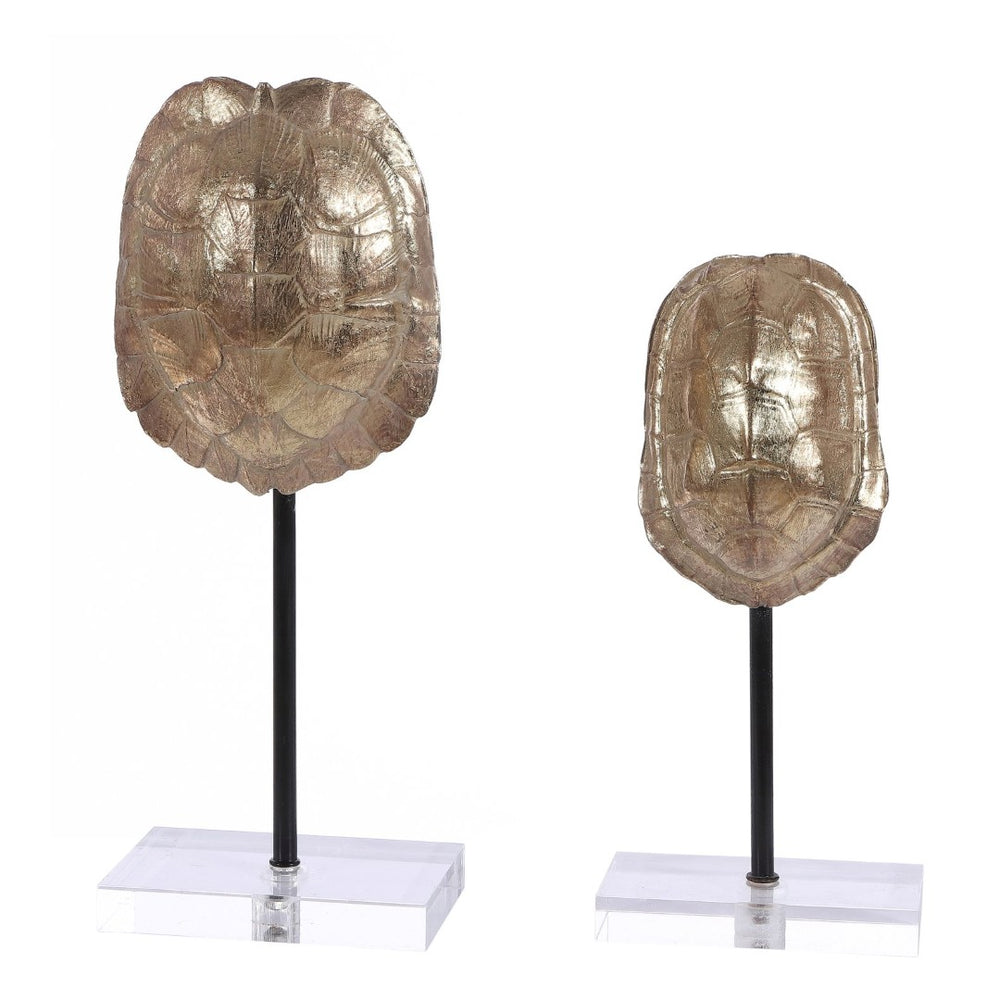 Safavieh ERIS, Luxurious Gold Turtle Shell Sculptures - Set of 2 Polyresin/Metal/Glass Table Décor for Chic Styling RDC1206A-SET2
