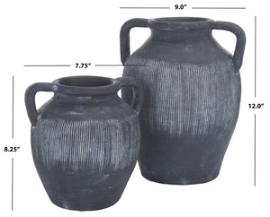 Safavieh MIRA, Handcrafted Black and White Stoneware Vase Set of 2 - Elegant Sculptural Decor for Any Space RDC1210A-SET2