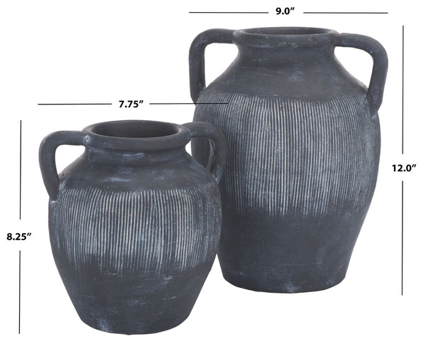 Safavieh MIRA, Handcrafted Black and White Stoneware Vase Set of 2 - Elegant Sculptural Decor for Any Space RDC1210A-SET2
