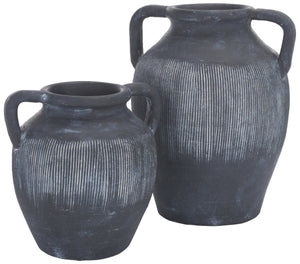 Safavieh MIRA, Handcrafted Black and White Stoneware Vase Set of 2 - Elegant Sculptural Decor for Any Space RDC1210A-SET2