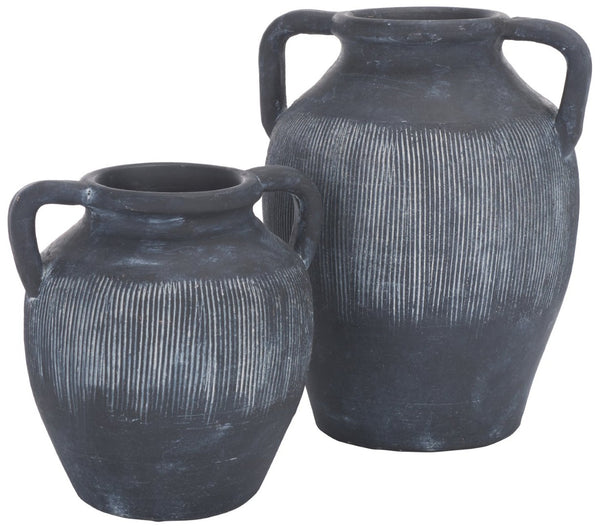 Safavieh MIRA, Handcrafted Black and White Stoneware Vase Set of 2 - Elegant Sculptural Decor for Any Space RDC1210A-SET2