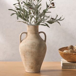 Safavieh MESA, 18" Stoneware Vase in Natural and Grey - Elegant Rustic Centerpiece for Modern Home Decor RDC1212A