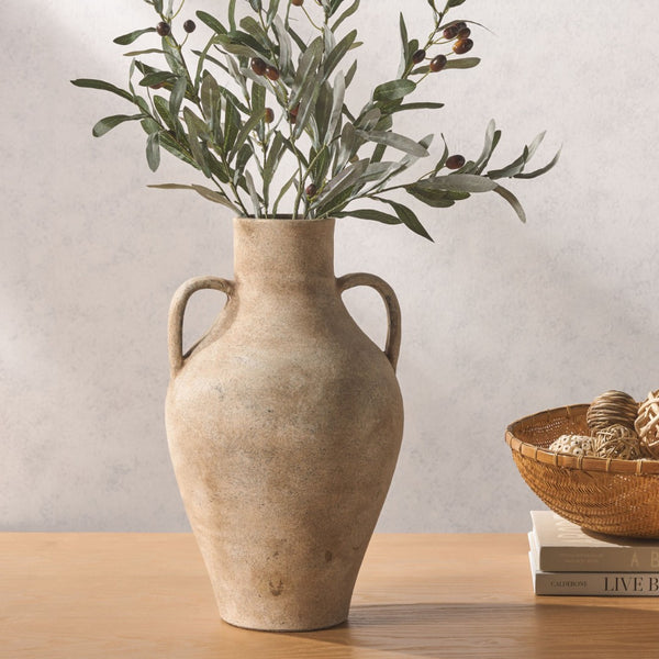 Safavieh MESA, 18" Stoneware Vase in Natural and Grey - Elegant Rustic Centerpiece for Modern Home Decor RDC1212A