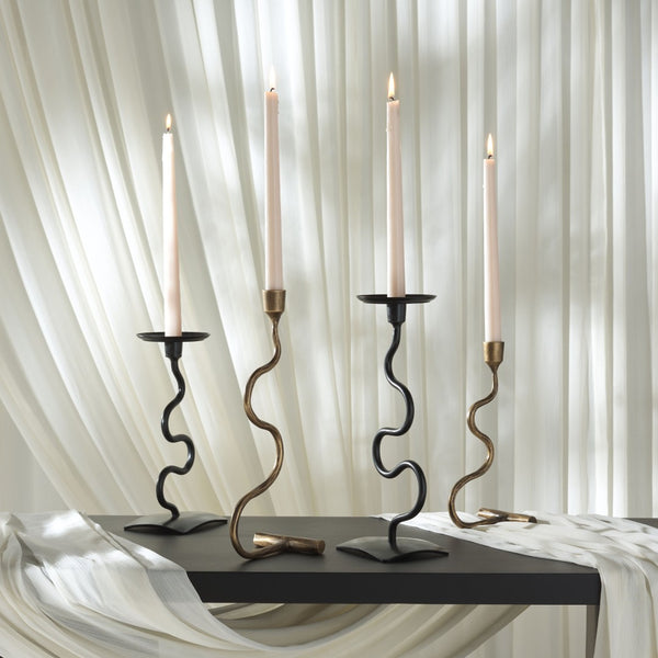 Safavieh ZOBI, Elegant Gold Taper Candlestick Set of 2 – Solid Metal Décor for Dining & Home Styling RDC2500A-SET2