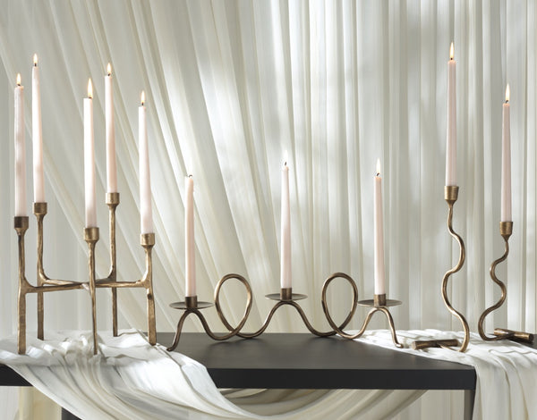 Safavieh ZOBI, Elegant Gold Taper Candlestick Set of 2 – Solid Metal Décor for Dining & Home Styling RDC2500A-SET2