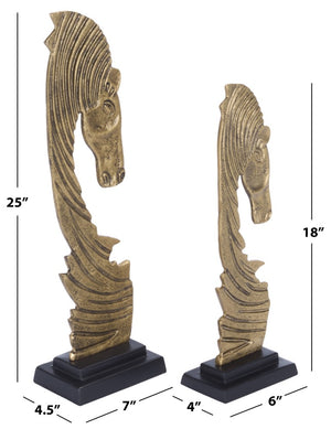 Safavieh Equo Cast Aluminum Sculpt Duo Gold Black Geometric Glam Accent for Desk or Console RDC3003A-SET2