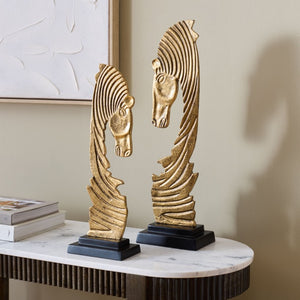 Safavieh Equo Cast Aluminum Sculpt Duo Gold Black Geometric Glam Accent for Desk or Console RDC3003A-SET2