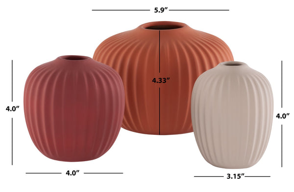 Safavieh JACIE, Stunning Ceramic Vase Set of 3 in Orange/Grey, Sculptural Design for Modern Home Decor RDC4000B-SET3