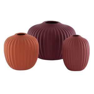 Safavieh JACIE, Sculptural Ceramic Vase Set of 3 in Amaranth & Dark Orange for Elegant Home Decor RDC4000C-SET3