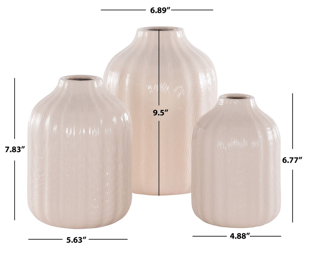 Safavieh JOSS, Elegant Ivory Ceramic Vase Set of 3 - Sculptural Home Decor for Stylish Displays & Arrangements RDC4002A-SET3