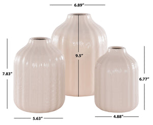 Safavieh Joss, Ivory, Ceramic Vase Set Of 3 XII23 Ivory Ceramic RDC4002A-SET3