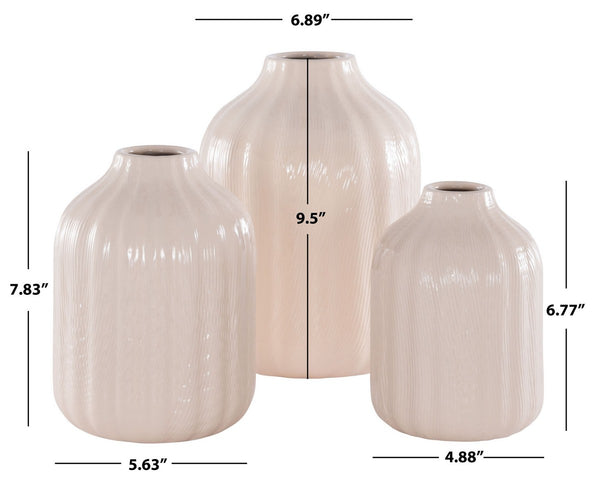Safavieh Joss, Ivory, Ceramic Vase Set Of 3 XII23 Ivory Ceramic RDC4002A-SET3