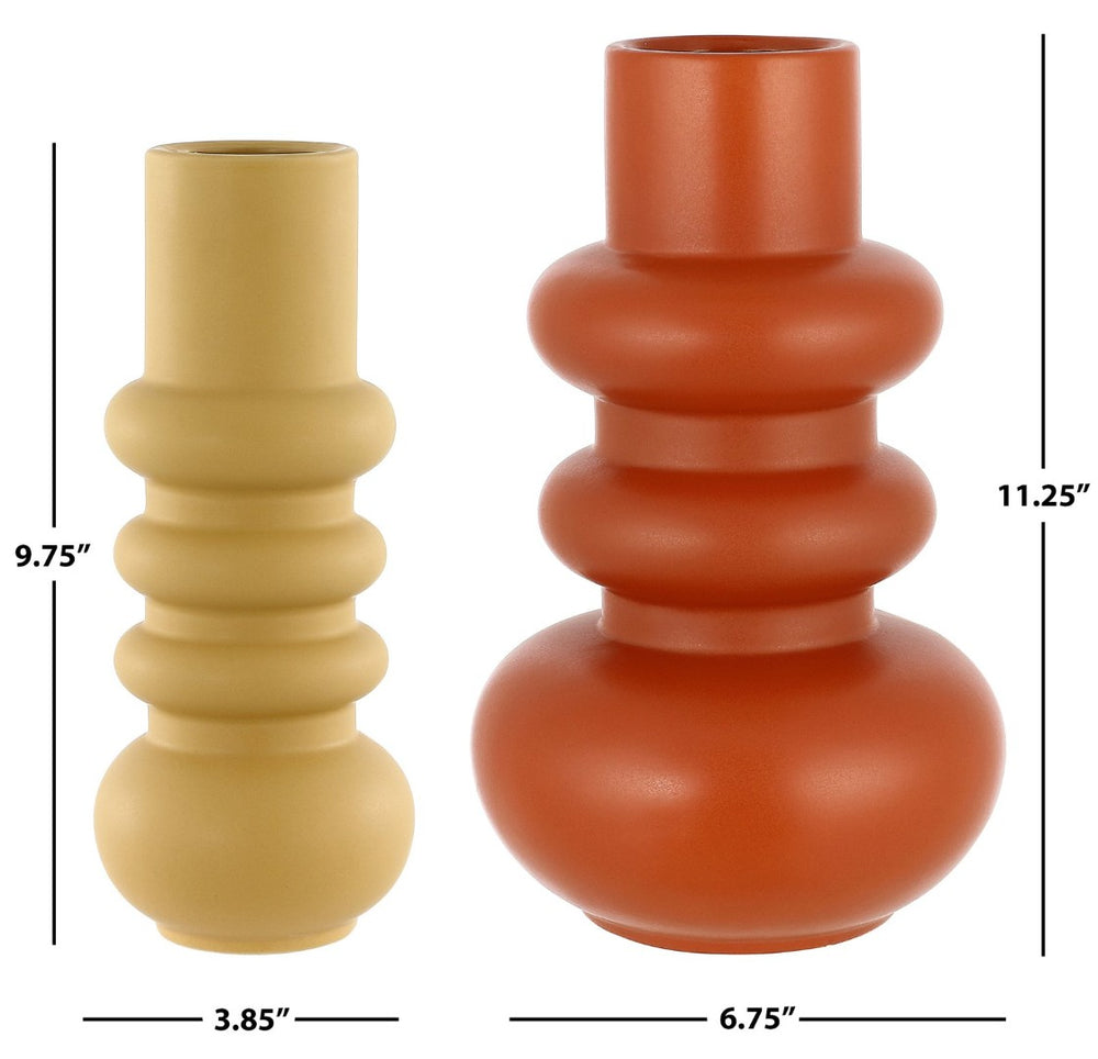 Safavieh THEISSA, Vibrant Orange & Pale Yellow Ceramic Vase Set of 2 – Mid-Century Modern Decor Accent RDC4004A-SET2