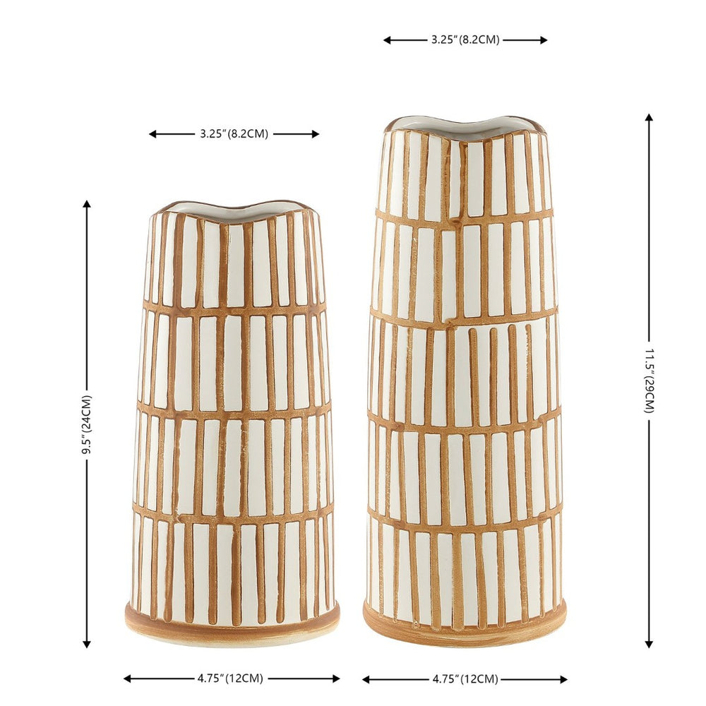 Safavieh KAI, Modern Light Orange and Cream Ceramic Vase Set of 2 for Stylish Home Decor Accents RDC4006A-SET2