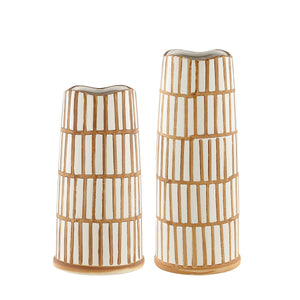 Safavieh Kai, Light Orange/Cream, Ceramic, Vase Set Of 2 - Set of 2 XII23 Light Orange / Cream Ceramic RDC4006A-SET2