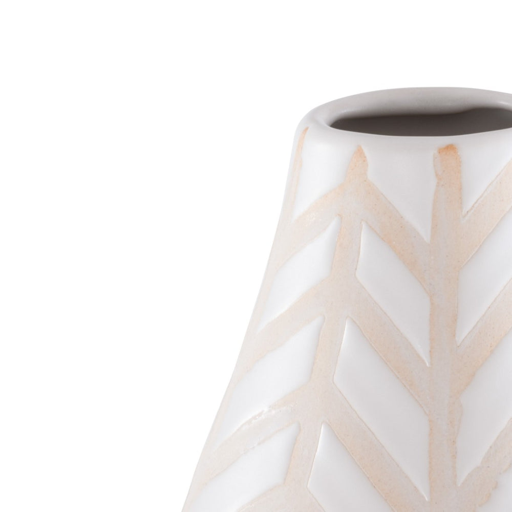 Safavieh LOVETTA, Modern Cream Ceramic Vase Set of 3 with Chevron Texture for Elegant Home Decor Displays RDC4007A-SET3