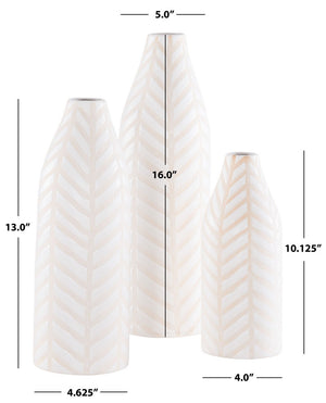 Safavieh Lovetta, Cream, Ceramic, Vase Of Set 3 XII23 Cream Ceramic RDC4007A-SET3